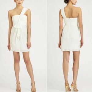 NWT! BCBGMaxAzria Palais White Pleated One-Shoulder Cocktail Dress